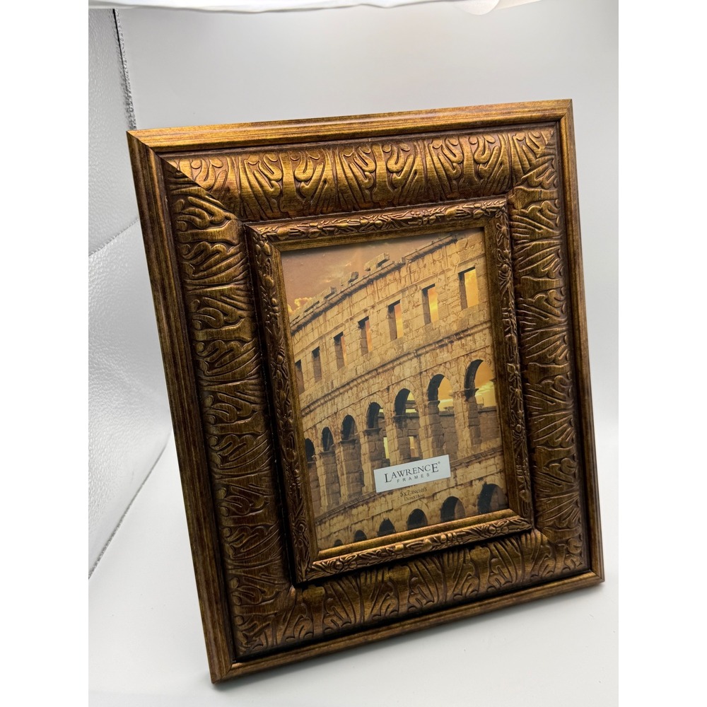 Lawrence Frames Ornate Antique Gold 5x7 Picture Frame Baroque Floral Relief